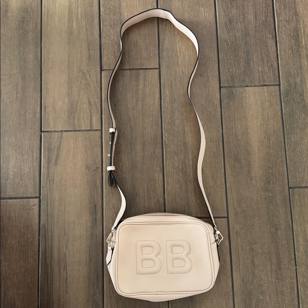 Cream/Light Tan BB Embossed Crossbody Bag